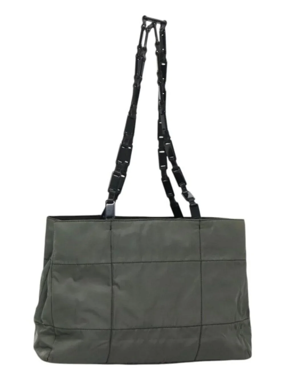 PRADA Tote Bag Nylon Plastic Gray Black Auth ep7577